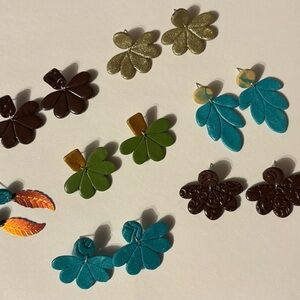Colorful light weight clay Leaf-Shaped Earrings Set